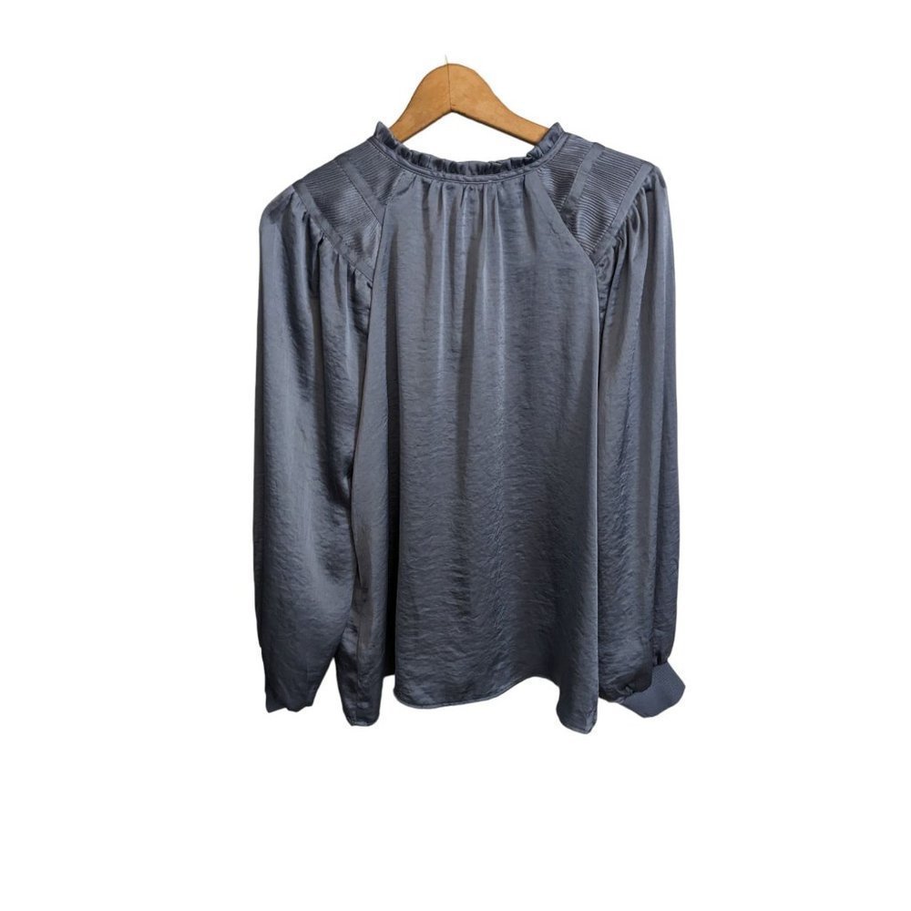 𝅺nwt Philosophy Feminine Silky Blue Gray Lone Sleeve Blouse Women's Size Large - Picture 2 of 7